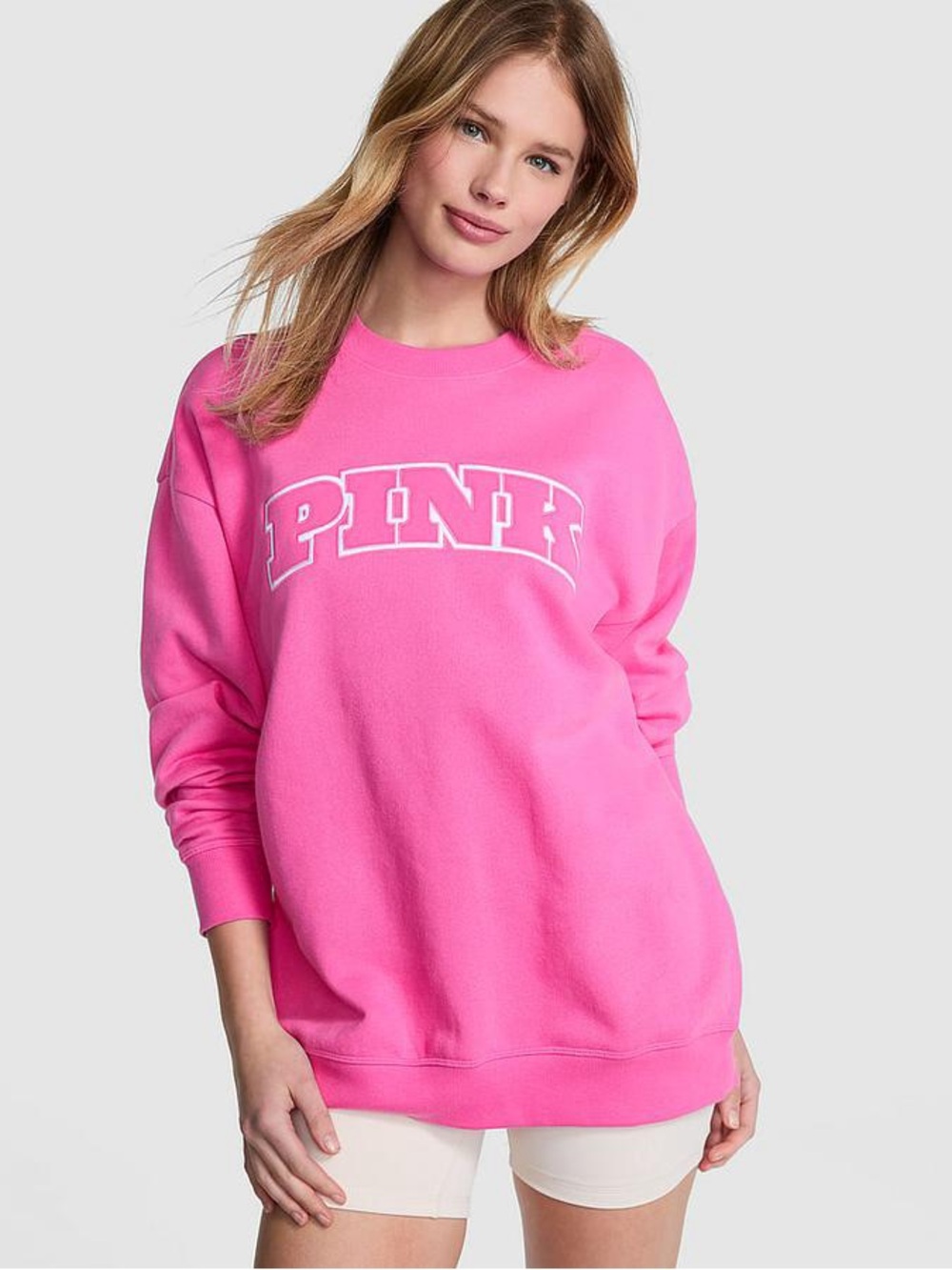 PINK VS Oversized Crewneck Sweatshirt in Pink